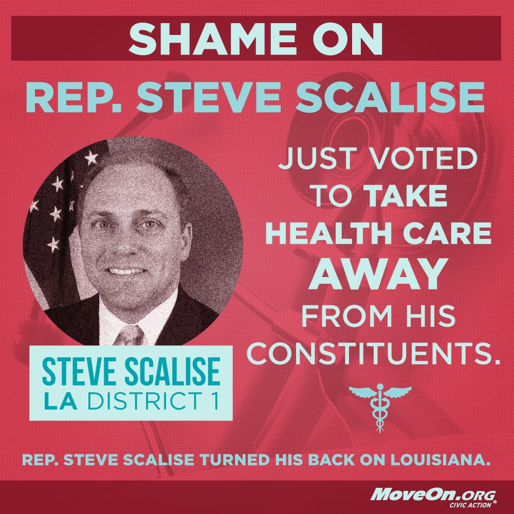 MoveOn's tweet photo. #LA's @SteveScalise put @realdonaldtrump before Lousiana. #PaybackRecess is here: https://t.co/zglBehSJ4E https://t.co/3Izf8lcROG