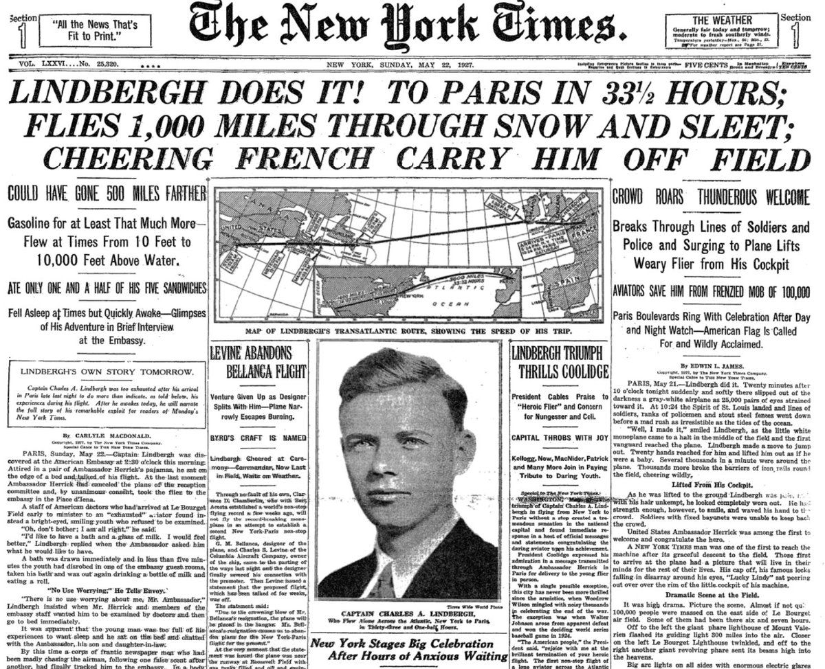 Image result for lindbergh completes his solo flight to paris