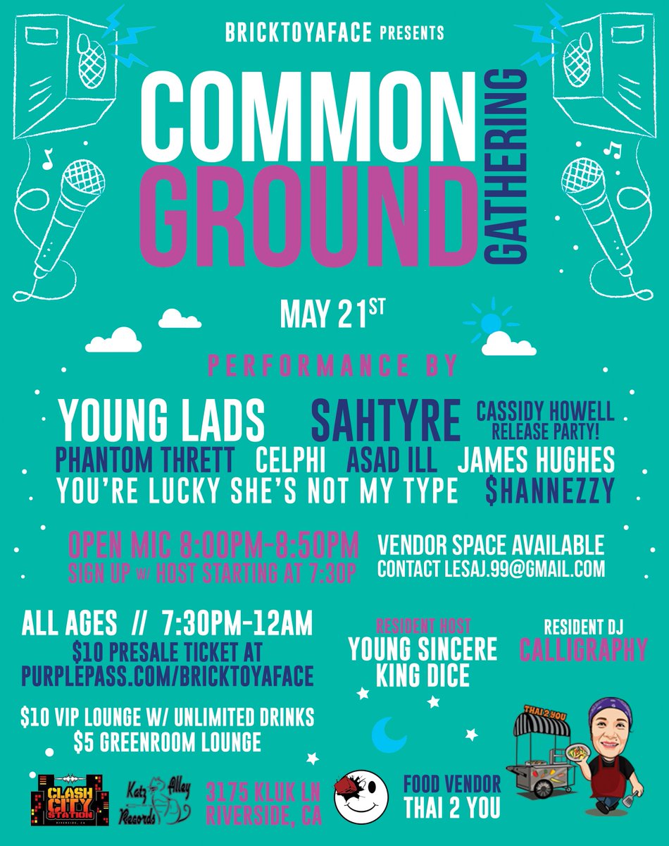 BrickToYaFace's tweet photo. 2NITE! #CGG w/ @YoungLads @sahtyre @threttNINEZERO @Celphi @ill_asad @ylsnmt @loudpackshanny &amp; #JamesHughes | all ages | $10 tix | 7:30p-12a https://t.co/YnnFZ0KIXB