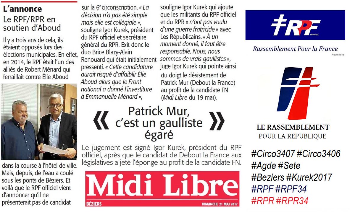 RPR_34's tweet photo. Le @rprofficiel , la fédé #RPR34 et @igorkurek notre Secrétaire Général apportent leur soutien à @Elie_ABOUD - #Circo3406 #Circo3407 #RPR https://t.co/0xvurLdC20
