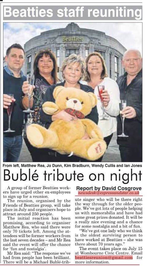 BeattiesReunion's tweet photo. Thank you @ExpressandStar @DavidCosgrove_  for supporting our event. https://t.co/45PkAI3wyr
