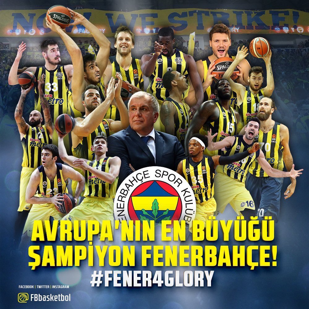 nazilliuniak's tweet photo. 2016-2017 THY Euroleague Şampiyonu olan Fenerbahçe'yi tebrik ederiz. Bize bu gururu yaşattıkları için teşekkürler! #Fener4Glory https://t.co/ZpWtIgq1iv