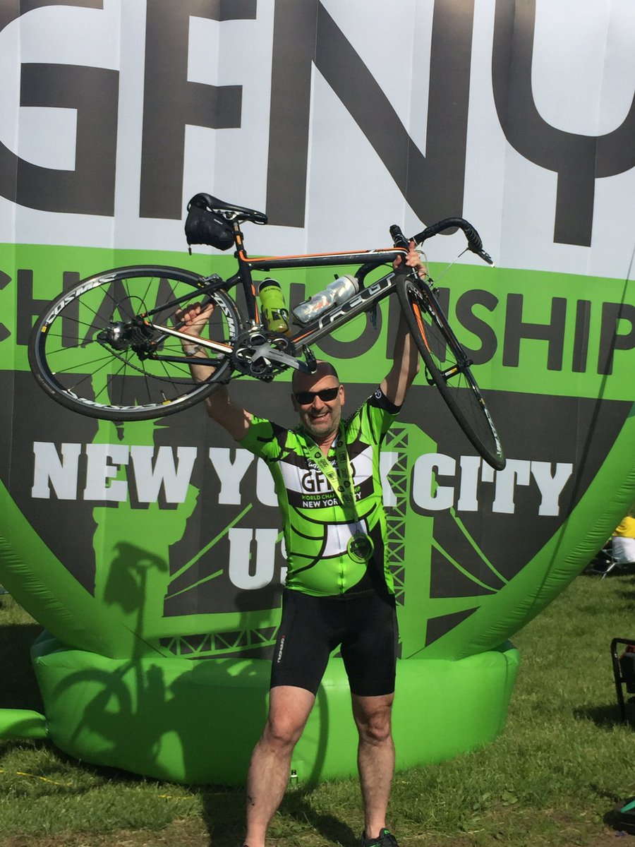 KarenTrella's tweet photo. He did it! His first #GRANFONDOnyc 100 miles 8500 ft of elevation congrats @BrucePEvans https://t.co/KhnpxtuHU3