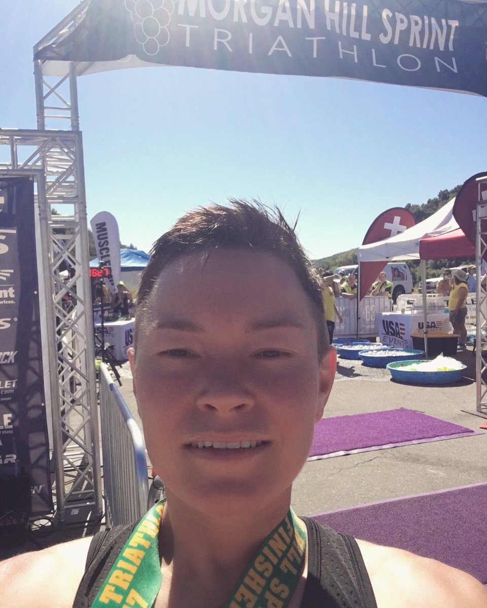 jizlee's tweet photo. First tri of the season! #morganhilltriathlon #triathlondreams #finishline #swimbikerunselfie #nonbinary #nonbinaryathletes #sunsoutrunsout https://t.co/WYW43mGZEo