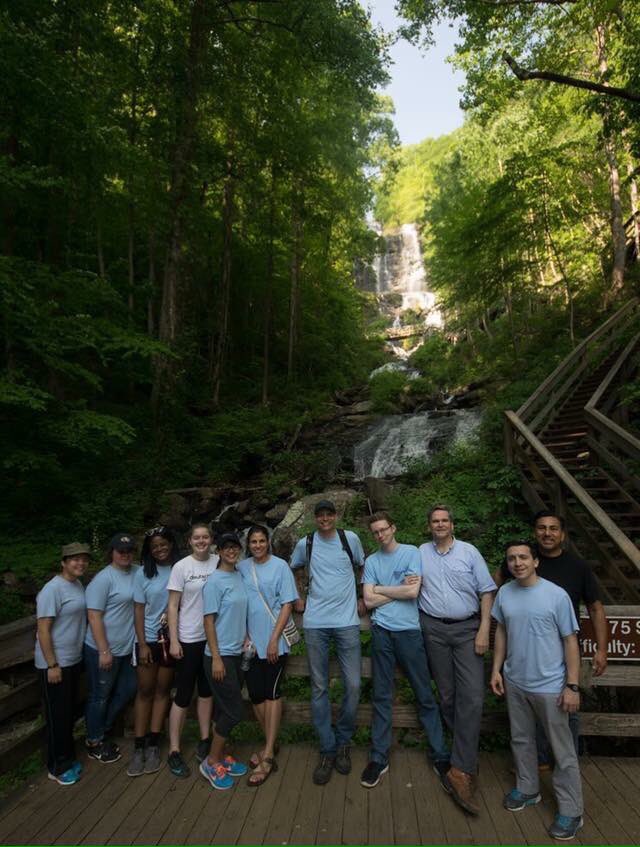 acsgatech's tweet photo. Here are our summer interns hiking around all these green trees and this waterfall! #stayingintheflow #cabinsinging ๐ฆ๐ณ https://t.co/zJsGbSSTwK