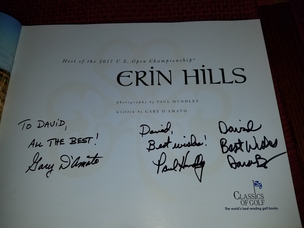 Appreciate having  "Erin Hills" signed by author <a href="/garydamatogolf/">Gary D'Amato</a>, photographer <a href="/PaulHundley/">Paul Hundley</a> and architect Dana Fry <a href="/ErinHillsGolf/">Erin Hills Golf</a> today.