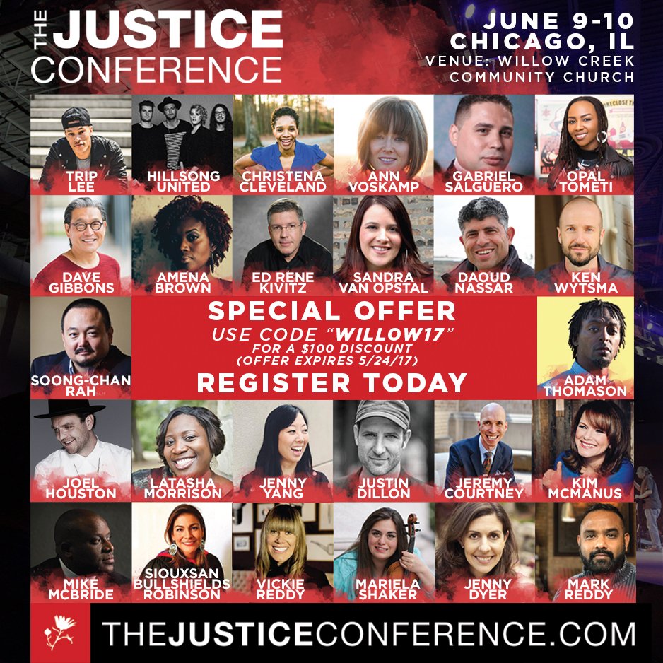 lynnehybels's tweet photo. Friends at @WillowCreekCC: We get 2 host AMAZING SPEAKERS @ the JUSTICE CONFERENCE! Discount code on photo. Join me! https://t.co/kzk5g2sznY https://t.co/6gOT7CleT4