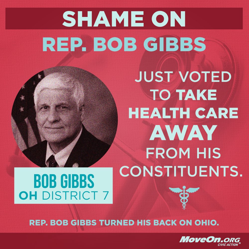 MoveOn's tweet photo. #OH's @RepBobGibbs put @realdonaldtrump before Ohio. #PaybackRecess is here: https://t.co/7fHloCnBTq https://t.co/invEv86A5E