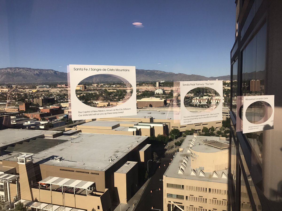 ABQtania's tweet photo. A beautiful view and hospitality from @HyattABQ for the #ABQFam - and the viewfinders are an awesome touch! #TrueABQ @MeetABQ https://t.co/NVysyuykvL