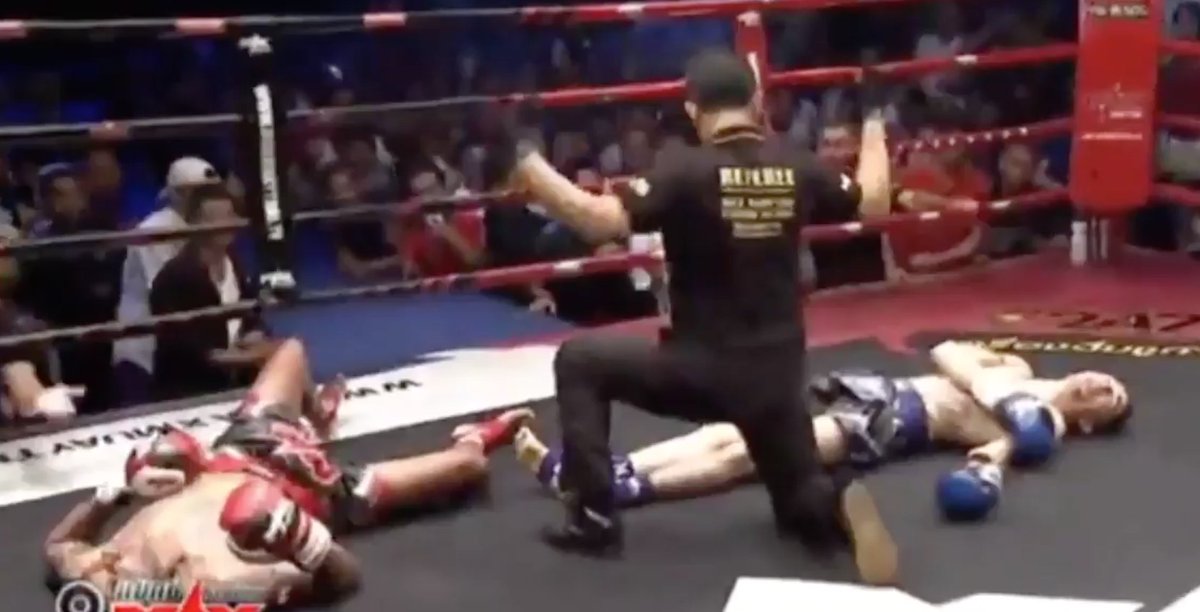 BleacherReport's tweet photo. Double knockdown! 

🎥: https://t.co/bJpcYag8IP https://t.co/qgEa0bI7jz