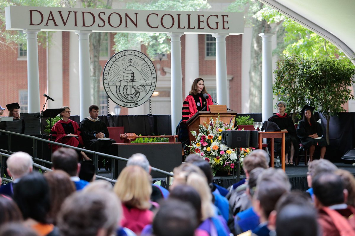 DavidsonCollege's tweet photo. "Leadership is about learning to live, with your eyes and mind and heart open." ~ President @carolquillen. #Davidson2017 π https://t.co/h9GGQyG4LZ