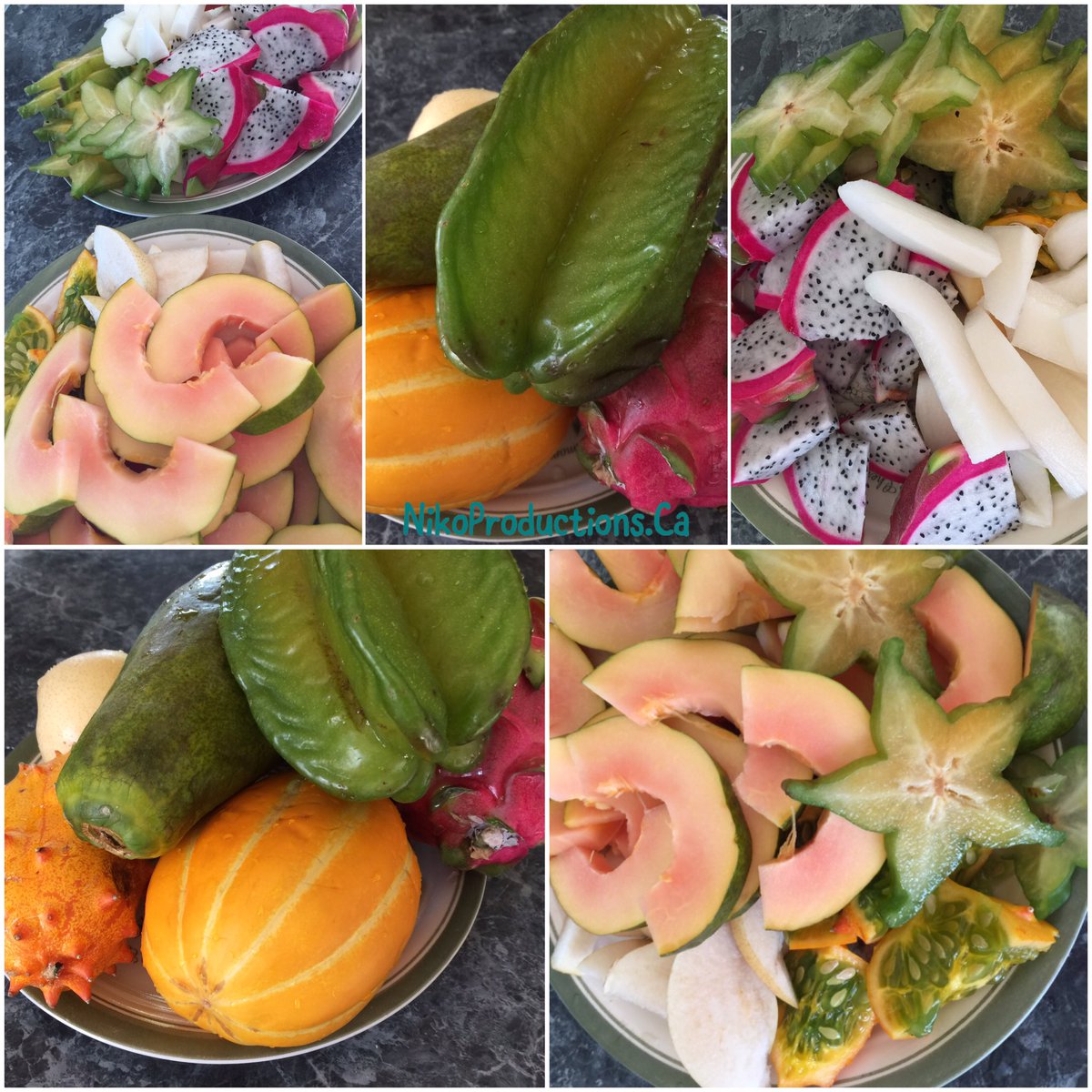 LexaPenndari's tweet photo. An assortment of exotic fruits to share. The starfruit DELICIOUS!
#Starfruit
#Papaya
#KoreanMelon
#KiwanoHornedMelon
#AsianPear
#DragonFruit https://t.co/wWnUOgvKN8