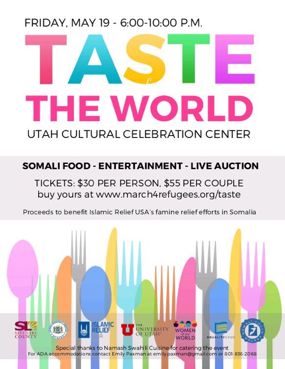 SistersDahir's tweet photo. UTAH - We have raised over $15,000 for Somalia last Friday. Taste of The World event created by Somali high school and college students https://t.co/mSahxgNtIu