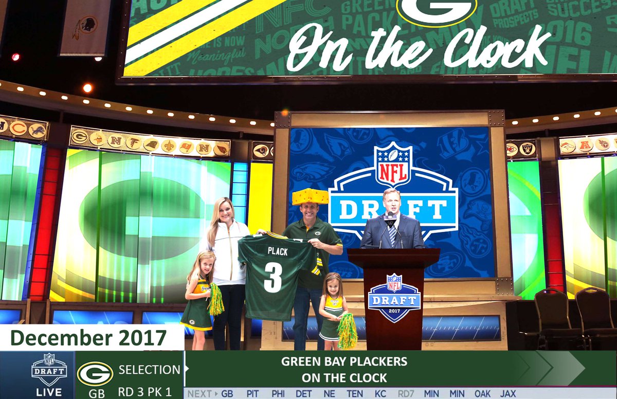 davidplack's tweet photo. Well it's time to make this official. Excited to say we are "on the clock" with #3. #December2017 #BabyPlack #Plackers @packers https://t.co/3bFTNMXyAx