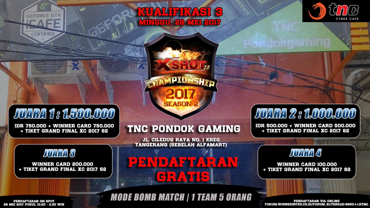 WinnerIndo's tweet image. Hallo XShoters!!Tournament offline selanjutnya yang akan diadakan minggu ini berada di Pondok Gaming TNC Cyber Cafe. goo.gl/zYxpTw