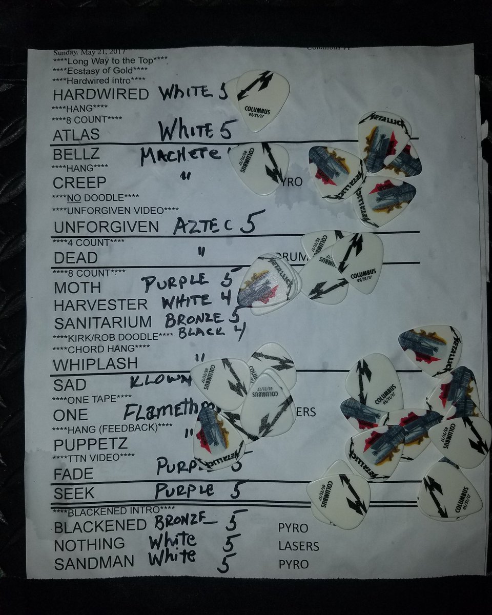 Metallica's tweet photo. Tonight's setlist from Rock On The Range! #Metallica #WorldWired #MetAtROTR https://t.co/qaZq3A1ch5