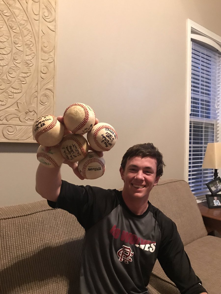 .@pb3_qb showing off his freakishly large hands. 6 baseballs. #baseball