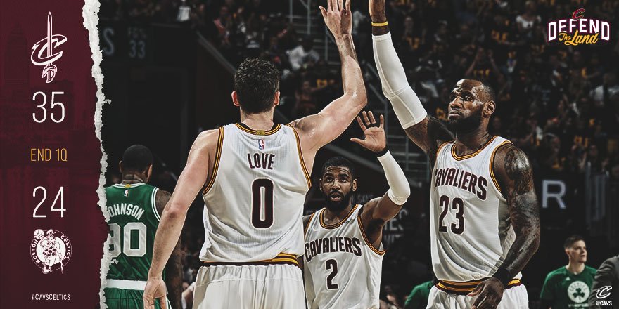 Kyrie and Kev are a combined 8-10 from deep. 🔥🔥🔥  #CavsCeltics BOX: on.nba.com/2qJaB7z https://t.co/u3K4QXOdAC