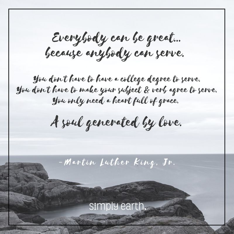 fromsimplyearth's tweet photo. “Everybody can be great… because everybody can serve." - Martin Luther King, Jr. #simplyearth #beaworldchanger #helpstophumantrafficking https://t.co/tMWWxl5a7L