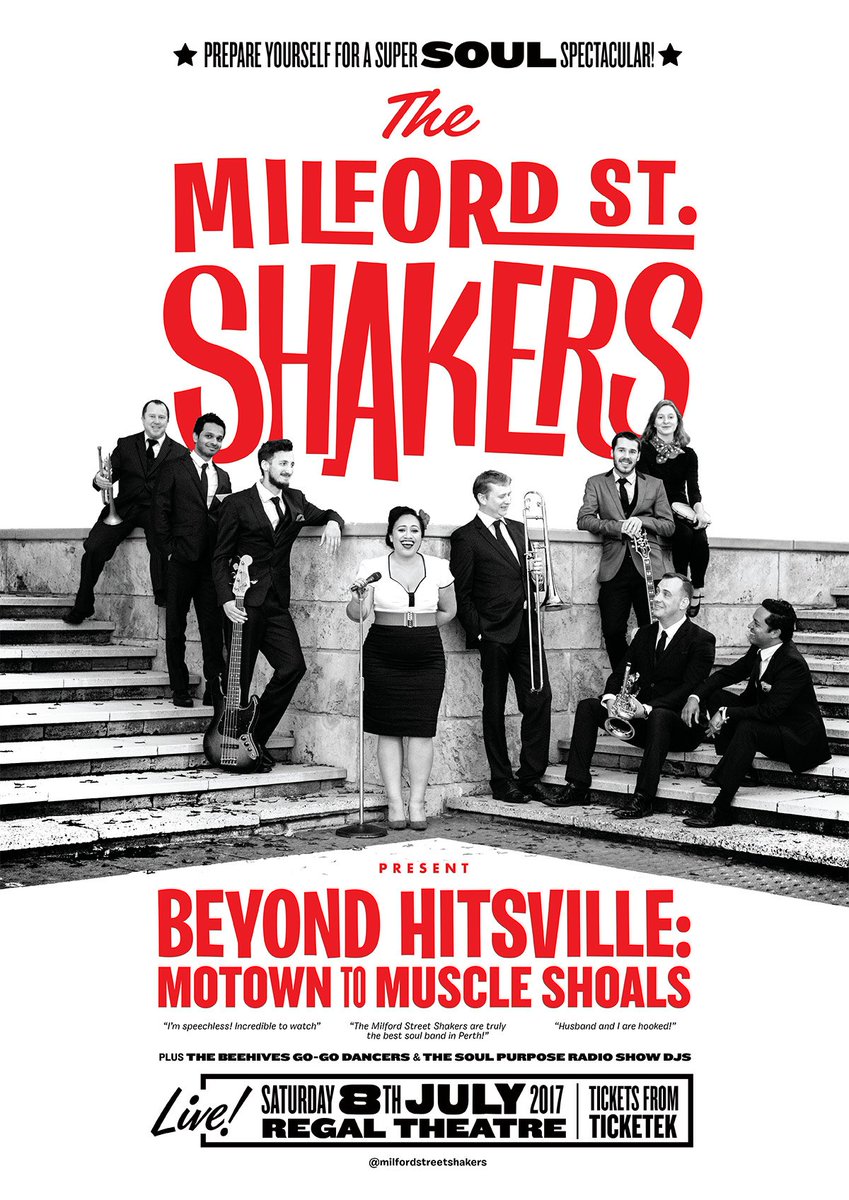 MilfordShakers's tweet image. Early bird tickets on sale Tue 23rd May 2017 10.00am (AWST) from TICKETEK #milfordstreetshakers #beyondhitsville #motown #muscleshoals