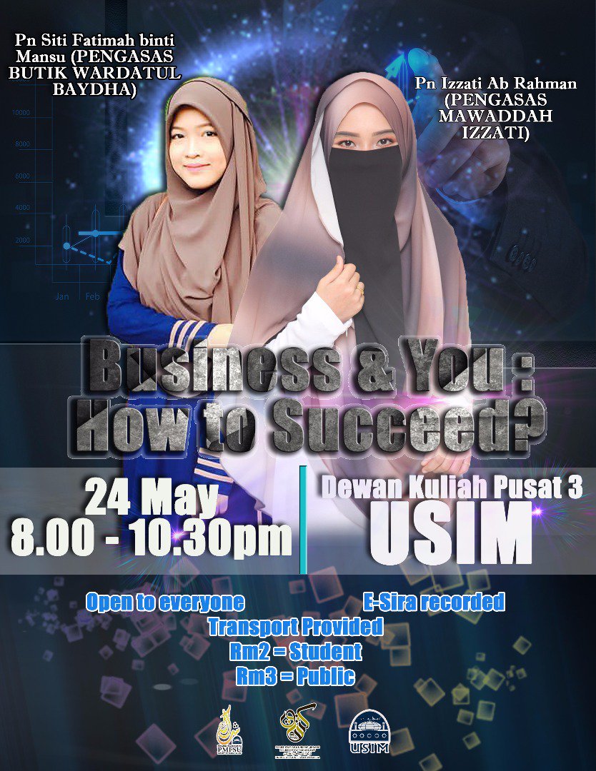 24 Mei 2017 | Rabu | 8:00 - 10:30 malam

Business &amp; You : How To Succeed?

Kami bawakan panel-panel yang hebat 😉