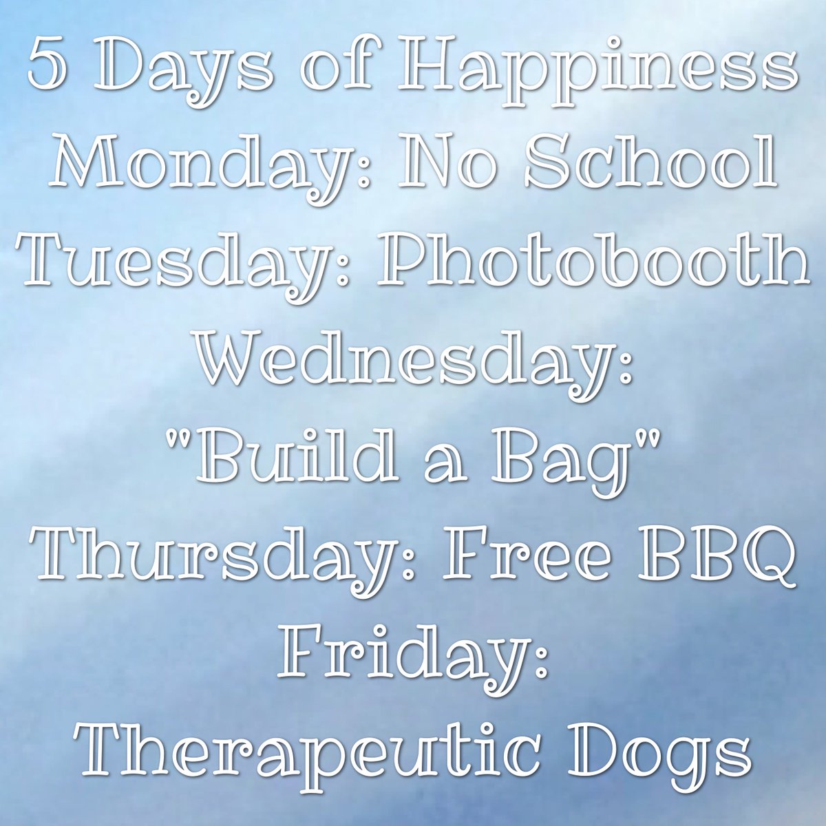 #5DaysOfHappiness starts tomorrow! Here are some fun activities planned for the rest of the week😊