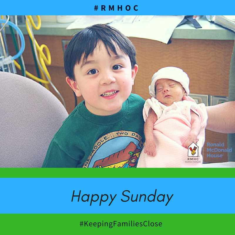 RonaldHouseOC's tweet photo. Our House wishes you &amp; your family a wonderful Sunday! #RMHOC #Keepingfamiliesclose#Sunday https://t.co/AjMotUTO10