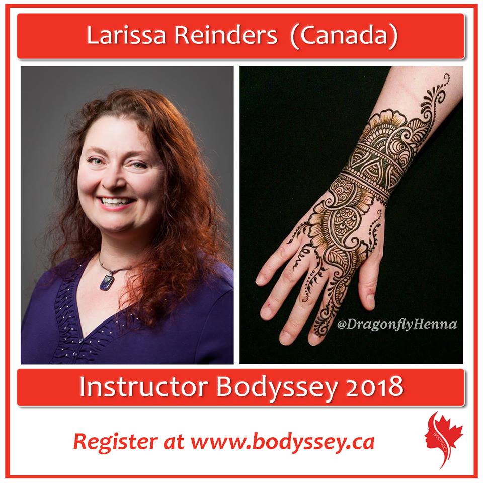 TBodyssey's tweet photo. @dragonflyhenna joins the teaching team @TBodyssey in Banff. She is also the Henna Sponsor! Bravo Larissa! #henna #bodyssey #CAFABA #bodyart https://t.co/Kb3VAgDaV3