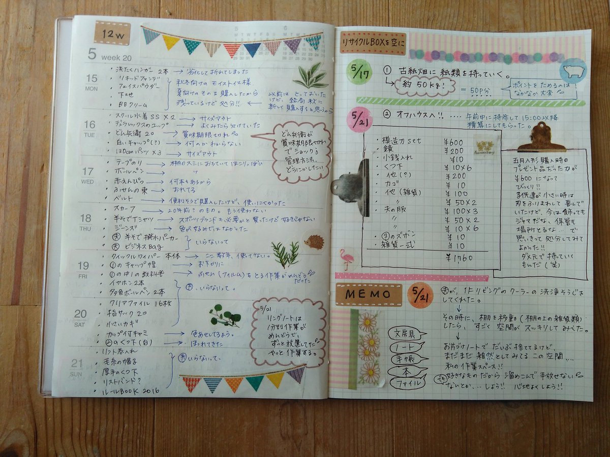 Eko V Twitter お片づけノート 第12週目 とっておき家事 家計簿 リボ家事 1日1ピカ 出来ていないものばかり そんな中 お片づけノートが続いているのは 自分なりのゆるいルールと 自分好みの手帳になってるからかも 他も自分好みにして やる気アップだ