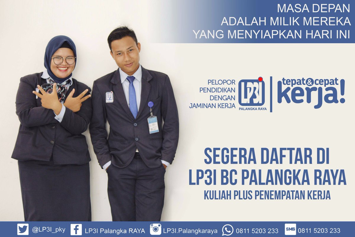 Ayo daftar di LP3I BC Palangka Raya.
Kuliah dan dapat Penempatan Kerja itu asik lho...
#LP3IPalangkaRaya
#LP3Itepat_cepatkerja