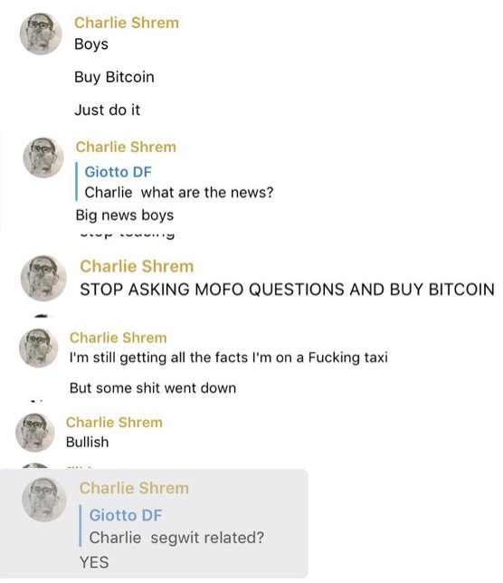 Ex-convict <a href="/CharlieShrem/">Charlie Shrem</a> now spreading inside information.