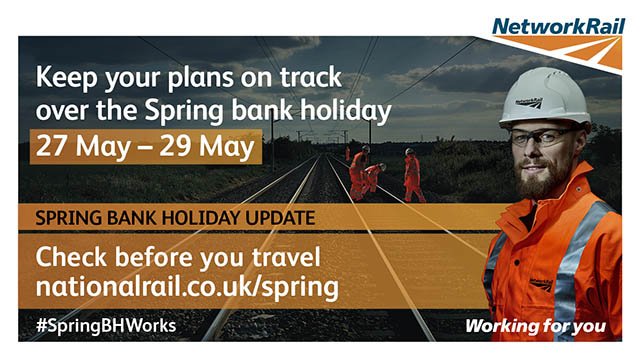 networkrail's tweet photo. With our #SpringBHWorks happening throughout the day, please check @nationalrailenq before you travel &amp; keep your plans on track! https://t.co/OU3MzvCEKz