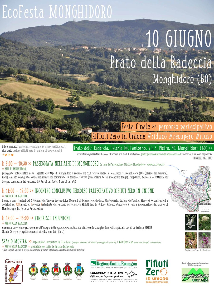 RifiutizeroUVSI's tweet photo. EcoFesta a #Monghidoro! (#savena-#idice) 
Incontro conclusivo del Percorso #partecipativo #Rifiuti Zero in Unione #riduco #recupero #riuso https://t.co/uR3LCoEfmh