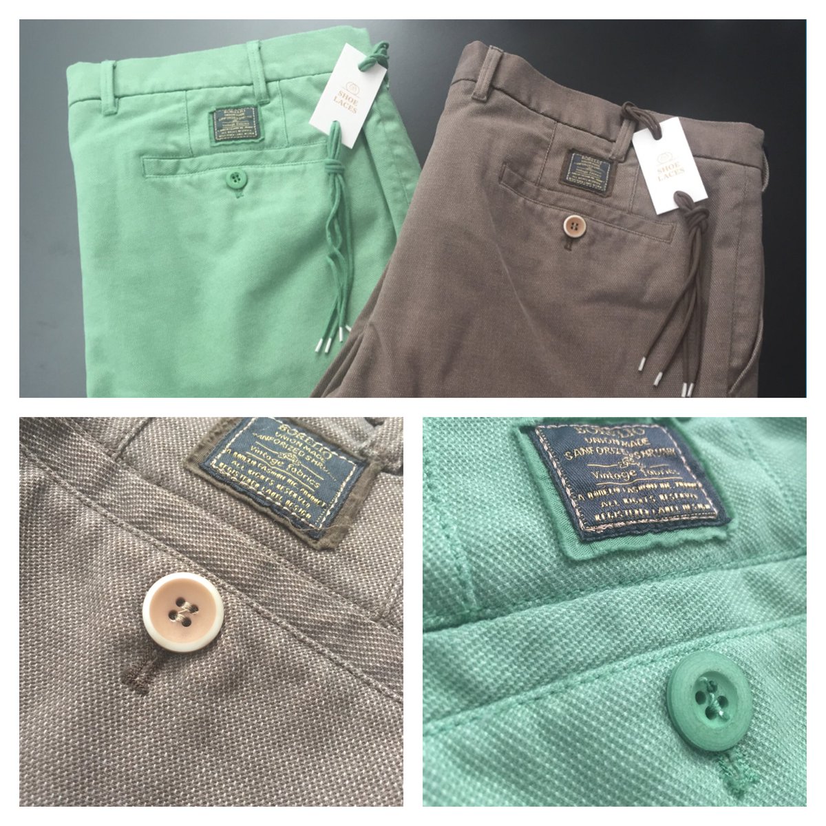 Nieuwe stretch kwaliteit chino's binnen. Leverbaar in allerlei zomerse kleuren. Erg lekker met dit warme weer.