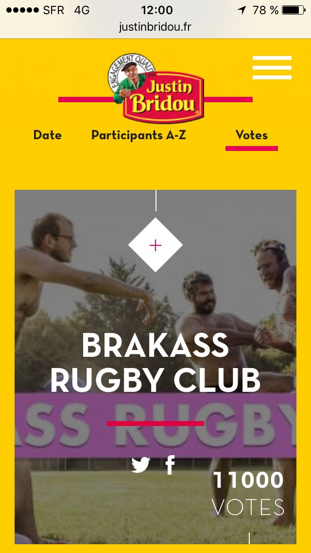 bourlier_t's tweet photo. Et 11000 votes pour les Brakass!! @JustinBridou #justinsponsor #justinbridou @LeRugbynistere #brakassrugbyclub https://t.co/YIcN2BP8aa
