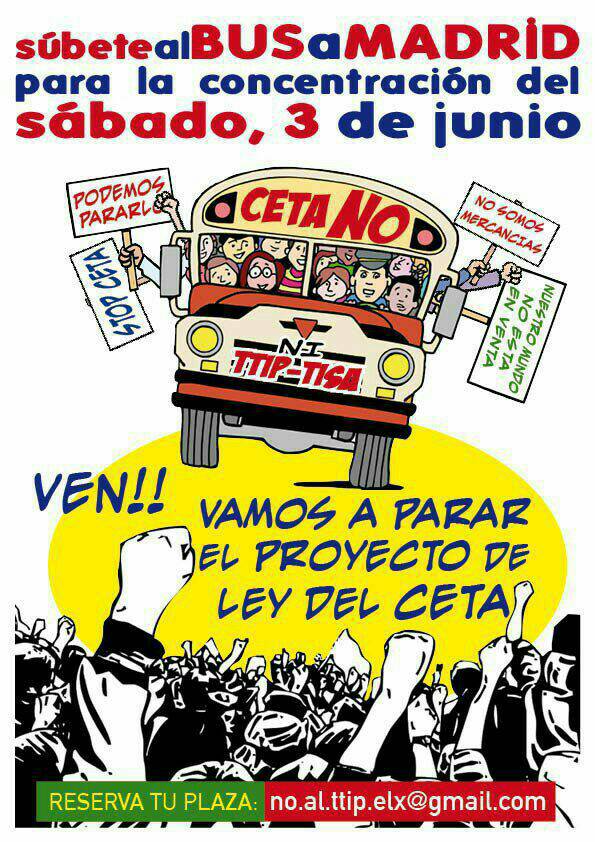 ctivismosocial's tweet photo. Ven!! Vamos a para el proyecto de ley del Ceta
Infórmate para ir en bus
#StopCETA
#NoAlTTIP
#NoAlTISA https://t.co/czuSlsnsHW