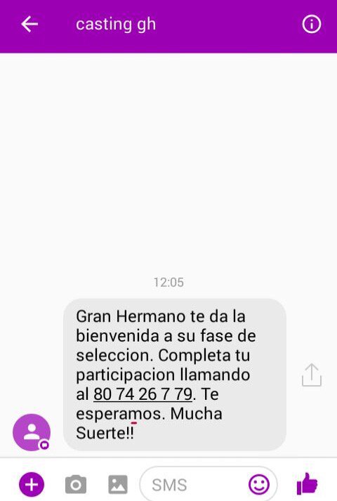 ghoficial's tweet photo. ¡ATENCIÓN! Hay un nuevo SMS FALSO, que no corresponde al casting de GH. Ya hemos avisado a la @policia https://t.co/R72ofqWgah