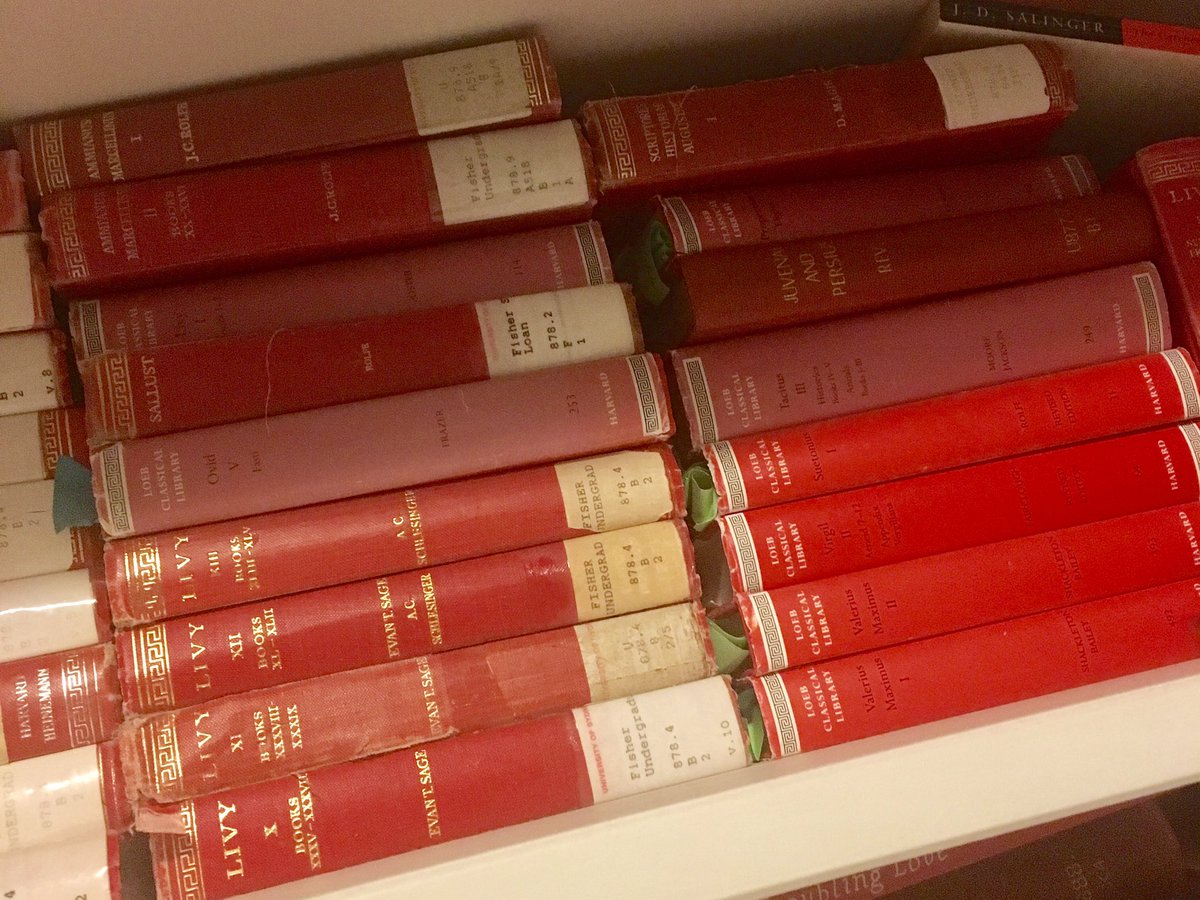 p_historians's tweet photo. Books increasingly in order! Rounding out my collection of #Loebs are some copies from ye olde Fisher Library cull c. MMIX ~ G https://t.co/rBGrOXyKda