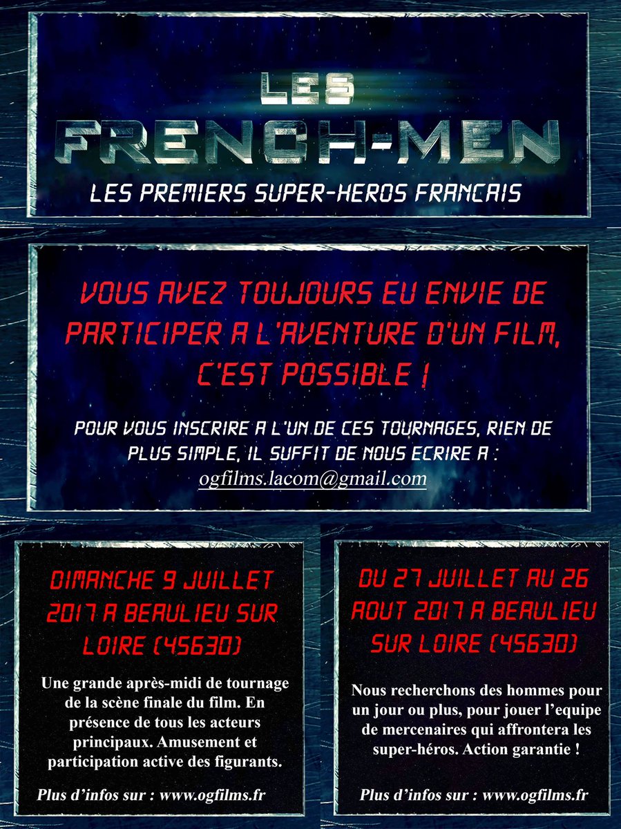 rwpcinepassion's tweet photo. #Casting pour Les French-Men, les premiers super-héros Français, par OG Films #loiret #ogfilms https://t.co/I2YGEOM8G4