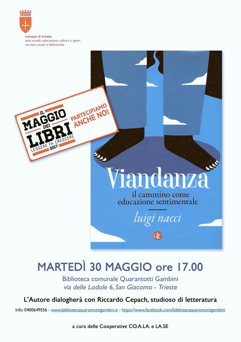 #Viandanza a #Trieste il 30 maggio
 #cammino #MaggiodeiLibri