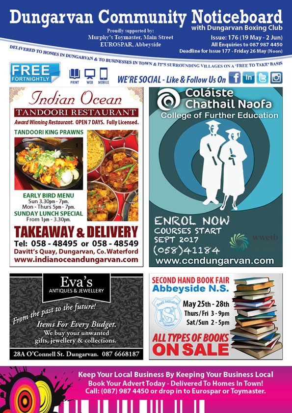 IrishCommBoards's tweet photo. #DungarvanCommunityNoticeboard OUT NOW in #Dungarvan &amp; it's villages.  See Facebook for full issue.  
0879874450 https://t.co/53Qlt3hLKW