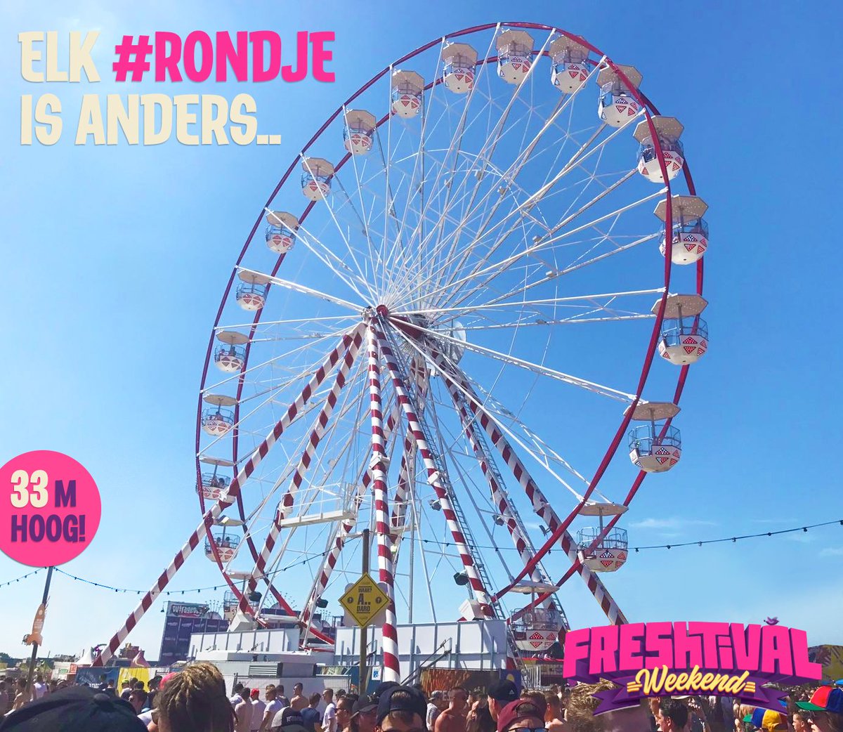 NIEUW! 😱 Een 33m hoog #REUZENRAD met uitzicht over de mainstage + het hele festivalterrein! 🎡 Met wie ga jij de hele dag rondjes draaien?
