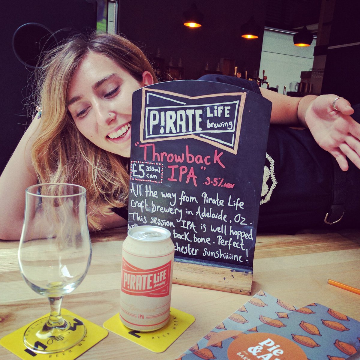PieandAleMcr's tweet photo. This weeks Beer Of The Week is Throwback IPA by #PirateLifeBrewing #craftbeerforever #craftale #craftbeer #craftbeerlover #piratelifeforme https://t.co/mbU5kBA8Mp
