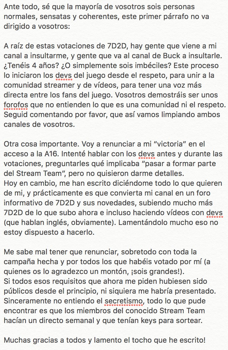 Comunicado oficial (joder qué serio suena) sobre las votaciones para el acceso a la Alpha 16 de 7 Days to Die.
