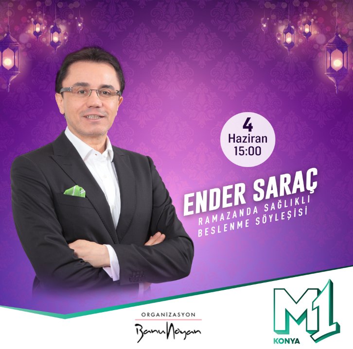 MOCelebrity's tweet photo. Ender Saraç, iftardan sahura beslenme tüyoları için M1 Konya AVM'ye geliyor.

@banunoyan_ @haydrendersarac @m1konya  #Ramazan #iftar #Sahur https://t.co/BfHHJZEkqQ