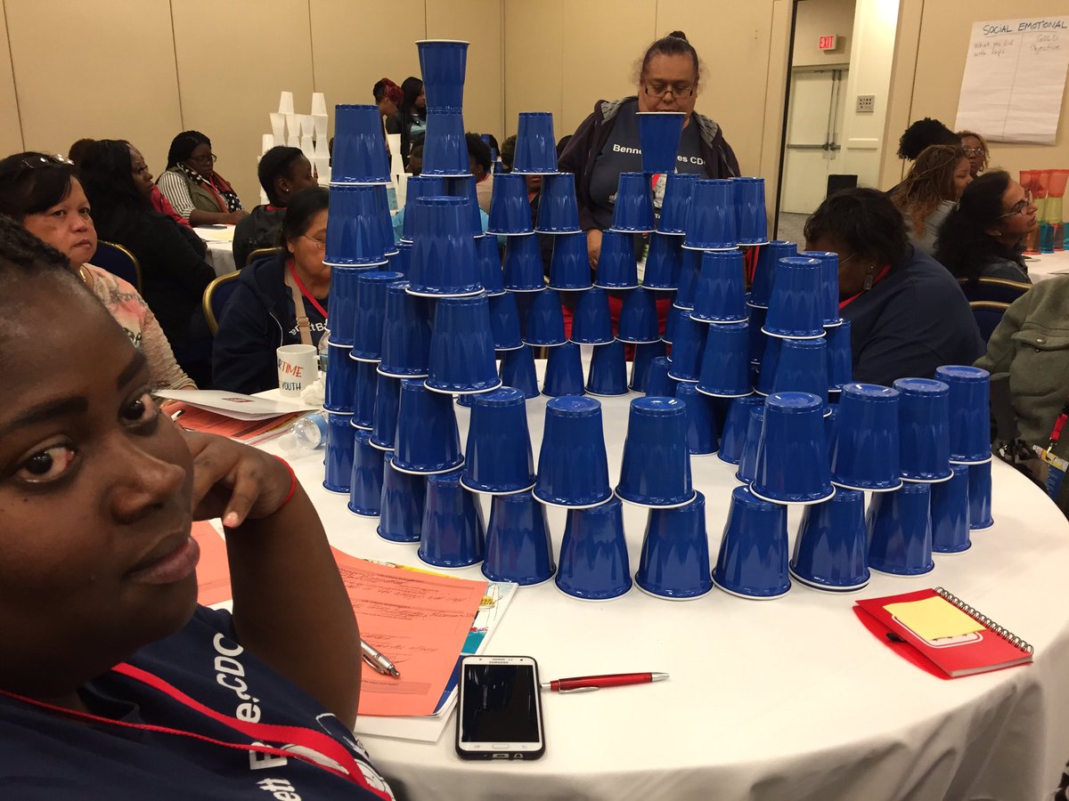 PeggyAshbrook's tweet photo. ECEs learning how to use cups to explore STEM, social-emotional, & LA, w/ Marta Jimenez from (Tyler Elem) #STEMstartsEarly @OSSEDC #DCITAC https://t.co/c5Wz3ar48p
