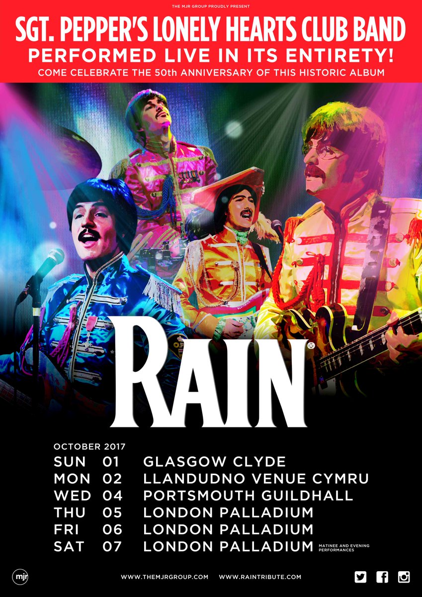 NEW DATES ADDED DUE TO POPULAR DEMAND!
RAIN: A Tribute to the Beatles rain.seetickets.com