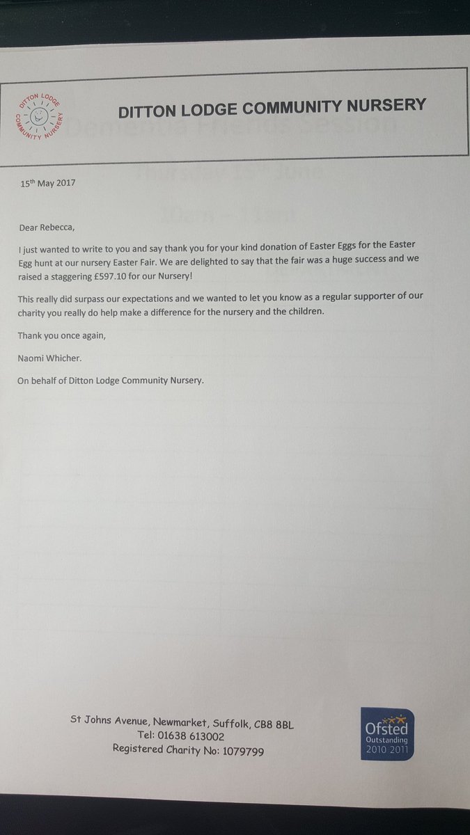 Lovely thank you letter received today!