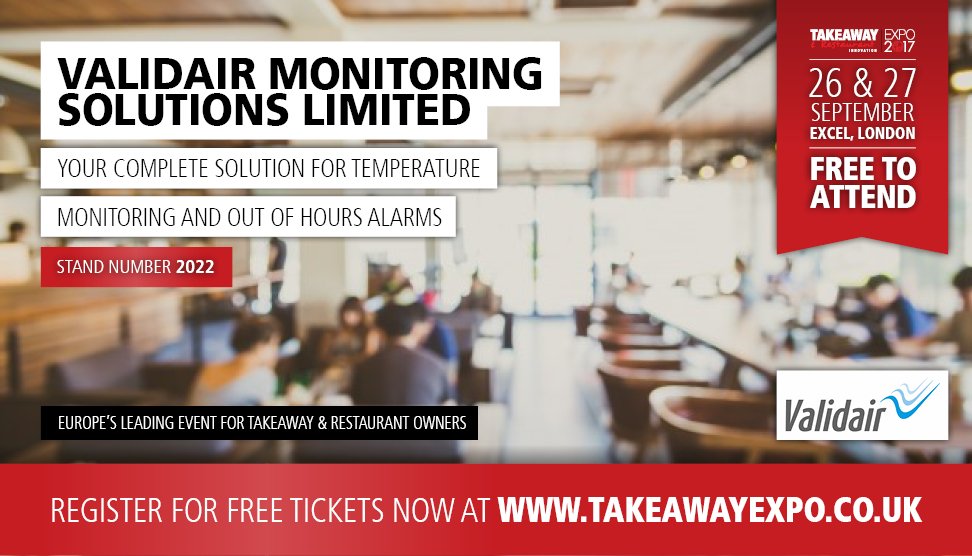 RTIExpo's tweet photo. Discover @ValidairGroup's high tech approach to temperature monitoring &amp; alarm notification on stand 2022, at #TakeawayExpo! 😀 https://t.co/wlutKNZ0Nw