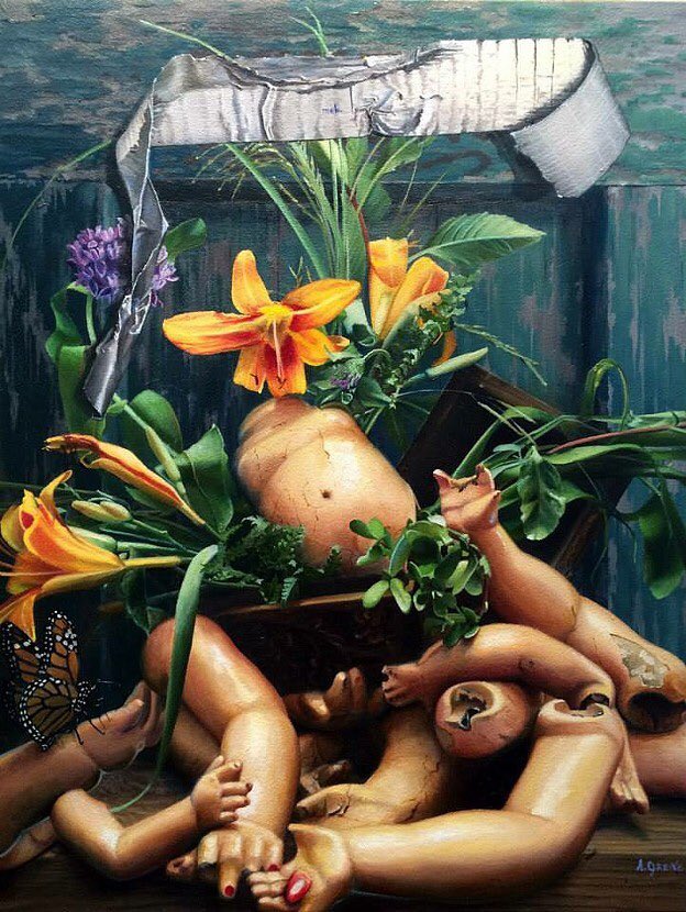 "Trabajo con óleo debido a su flexibilidad y tiempo abierto largo. También siento que tiene una riqueza que es insuperable" ©Amanda Greive